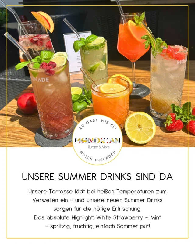 So kann Sommer schmecken! ☀️🍹

Unsere Sonnenterrasse wartet auf euch – und mit ihr die brandneue Sommerkarte 2025 mit erfrischenden Drinks für heiße Tage.

✨ Neu dabei:
🍊 Aperol Sour
🍑 Melba Spritz
🥭 Maracuja Spritz

Und für alle, die’s lieber alkoholfrei mögen:
🌿 Basil – Raspberry
🌿 Basil – Lime
🍓 White Strawberry – Mint
– unsere homemade Limonaden, eiskalt serviert!

Kommt vorbei & gönnt euch Sommer im Glas.

#sommerkarte2025 #mondriankoblenz #genussmomente #koblenzisst #burgerandmore #summerfeeling #regionalgenießen #essenistmore #koblenzcity #terrassenzeit #frischundspritzig #homemadelimonade
